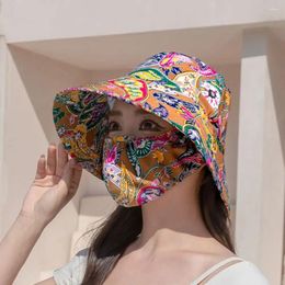 Wide Brim Hats Dust Mask Hat Unisex Flower Fisherman Outdoor Protect Neck Anti-uv Sunscreen Tea Picking Cap With