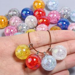 10PCS 20.5x15mm Glitter AB Acrylic Ball Charms Colorful Cracked Crystal Round Charms Pendants for Jewelry Making Diy Crafts
