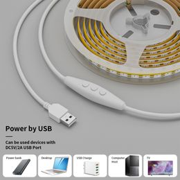 PAUTIX 5V USB COB LED Strip Light CCT Tunable High Density 640 LEDs/m RF Control Flexible Dimmable Linear Tape for TV Back Light