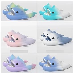 Luxury Designer Quality shoes sandal Summer Shark Slippers Shark Slides Thick Soled Shoes Kids flat sandals Gradient Flip Flops