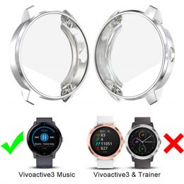 1PC Electroplated Protective Cover Silicone Shell Screen Film TPU Watch Case For Garmin Vivoactive 3 Music Anti Scratch Cover