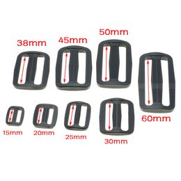 5pcs Plastic Black Curve Tri-Glide Slider Adjustable Buckle for Bags Webbing