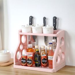 Household Double-Layer Spice Bottle Storage Rack, Multifunctional Debris Storage Box, Kitchen Accessories Organiser