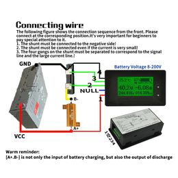 DC 0-200V 0-500A Voltmeter Ammeter Lithium Battery monitor Tester Coulometer Capacity Electricity Voltage Current Power Metre