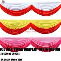 35 Colors Ice Silk Swag Drapery For Table Cloth Skirt Wedding Backdrop Curtain Decoration