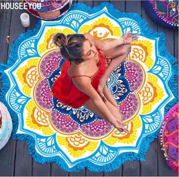 Tassel Indian Toalla Mandala Tapestry Bohemian Towel Tapete de Tapete Sunblock Sol redondo Biquíni Cobertor Lotus Bohemian Yoga Mat