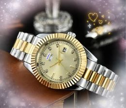 Popular Automatic Date Men Women Unisex Watches Luxury Stainless Steel Quartz Movement Clock Auto Day Date Time Week Super President 24 hour calendar Wristwatch