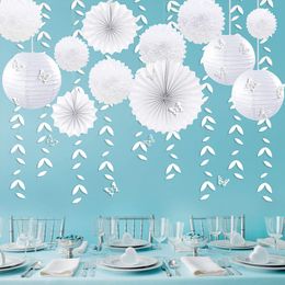 13Ft White Party Decorations Paper Leaf Garlands Hanging Leaves Streamer Banner for Wedding Bridal Shower Bachelorette Supplies