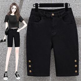 Women's Jeans 2024 Summer R High Waist Casual Stretch Capris Black Denim Shorts 5XL