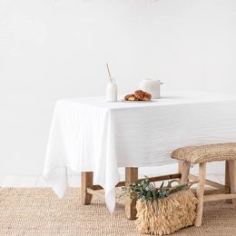 Custom 100% Pure Linen White Wedding Tablecloth,Natural Fabric Table Cover,for Kitchen Dining Room Party Holiday Home Decoration