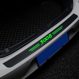 For Peugeot 3008 Logo Car Front Rear Trunk Door Threshold Luminous Protective Film Tape Auto Sill Anti Scratch Stickers Decals