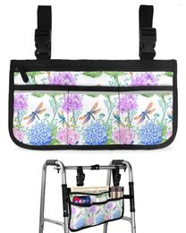 Storage Bags Flowers Hydrangeas Watercolour Plants Wheelchair Bag With Pockets Armrest Side Electric Scooter Walking Frame Pouch