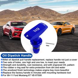 Universal Car Oil Dipstick Pull Handle Engine Oil Pullhandle Aluminium Billet Brand New Automobile Replacement Decoration