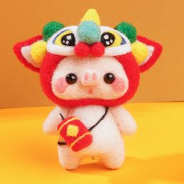 Unfinished Felt Kit Festivel Christmas The Chinese Zodiac Wool Needle Felt Kit Package DIY Handmade Doll Toy