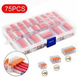 Wholesale 75pcs For 221 Electrical Connectors Compact Wire Block Clamp Terminal Cable Mini Quick Home Wire Terminal Connector