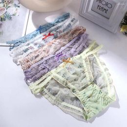 Women's Panties Sweet Froal Women Transparent Girls Flower Underwear Mesh Lace Briefs Lingerie