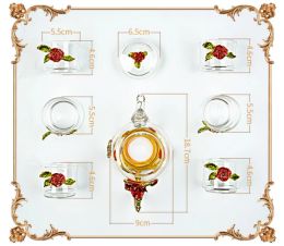 Red Rose Enamel Crystal Glass Tea Set Teapot Cup Set Flower Tea Glass Cups for Hot and Cold Drinks Home Office Teaware Sets Gift
