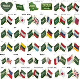 10pcs a lot Saudi Arabia Badge Flag Brooch National Flag Lapel Pin International Travel Pins Collections