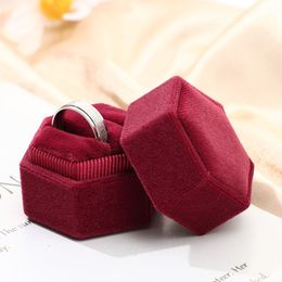 New Velvet Jewelry Box Octagonal Ring Box Double Ring Box Wedding Ring Box with Detachable Lid Jewelry Organizer Storage