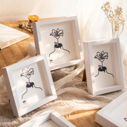 Wooden Photo Frame Picture Frames Wall Photo Card Holder Certificate Specimen Shadow Box Dry Flower Holder Desktop Ornament