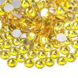 Citrine Glass 3D Nail Art Rhinestones ss3 ss4 ss5 ss6 ss8 ss10 ss12 ss16 ss20 ss30 ss34 Crystal Nail Art Rhinestones