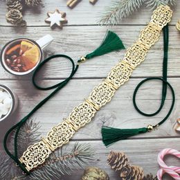 Sunspicems Tassels Rope Belt For Women Arabian Robe Waist Chain Gold Colour Morocco Caftan Belt Muslim Bride Wedding Jewellery 240410