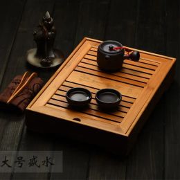 Bamboo Tea Trays Kung Fu Tea Accessories Tea Tray Table With Drain Rack Chinese Tea Serving Tray Set Free shipping