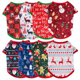 Christmas Dog Vest Santa Claus Snowman Elk Snowflake Printed Pet Dog Clothes for Small Dogs Chihuahua Clothing Puppy Cat Custome
