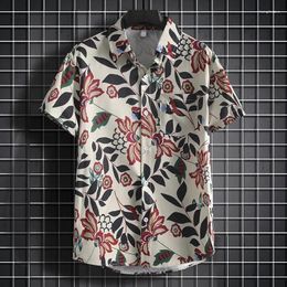 Men's Casual Shirts Beach For Men - Top Quality Turtle Neck Red Print In 2 Colours