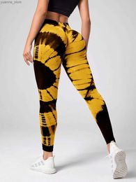 Yoga Outfits Seamless womens fitness yoga pants high waisted tie dye leggings exercise twisting hip lifting sports and fitness tight fitting Y240410