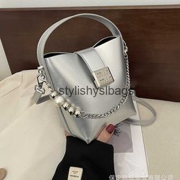 Shoulder Bags Stuff Sacks This years popular small bucket womens bag 2024 new trend fashionable chain portable high-end texture crossbody H240410