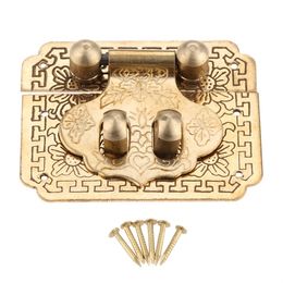 DRELD 1Pc 50*40mm Antique Bronze Brass Box Hasp Lock Toggle Latch Buckles for Jewellery Box Suitcase Clip Clasp Furniture Hardware