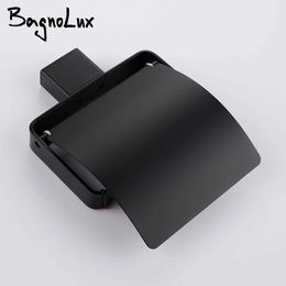 6F2K Toilet Paper Holders BagnoLux Stainless Steel Stowage Black Polished Chrome Simple And Beautiful Wall-mounted Bathroom hardware Toilet paper holder 240410