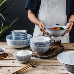 Bowls 8-inch Japanese Pork Bowl Hand Painted Blue And White Ceramic Tableware Household Soup Noodles