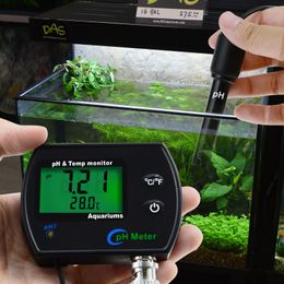 PH & Temperature 2-in-1 Continuous Monitor Metre w/ Backlight Water Quality Monitoring Kit 0.00~14.00pH degC/ degF Dual Display