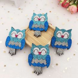 New 6pcs 40*55mm Felt Fabric Owl Glitter Paillette Patches Appliques Wedding DIY Crafts A41