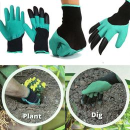 1 Pair Hand Claw 4/8ABS Plastic Garden Rubber Gloves Gardening Digging Planting Durable Waterproof Work Glove Outdoor Tool