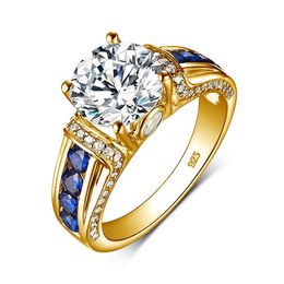 Band Rings Certified D-color VVS1 2ct Womens Moisturising Diamond Ring 100% Pure Silver High Quality Wedding Jewellery Passport Diamond Test J240410