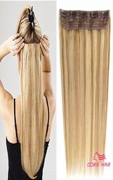 Piano Colour 27613 Blond Indian remy hair one piece clip in human hair extensions for full head straight 5 clips7876533