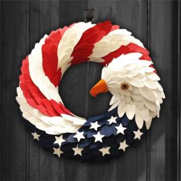 American Eagle Wreath Glory Patriotic Red White Blue Wreaths Garlands for Front Door Window Wall Yard Garden Festive Decoration