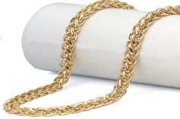 Braided Gold Wheat Link Franco Chain Necklaces Gold Man Stainless Steel Spiga Chain Necklace Hip Hop Polished Fashion Jewelry8891343