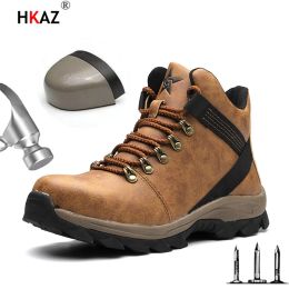 Boots Men Leather Work Safety Shoes Working Sneakers Male Indestructible Work Shoes Men Boots Lightweight Men Shoes Safety Boots