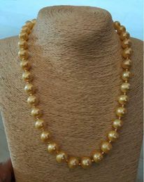 Pendant Necklaces Beautiful AAA+ 18 11-12mm Real natural south sea golden pearl necklace 14k gold clover necklace 240410