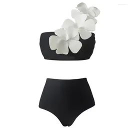 Women's Swimwear Fashion Colorblock Flower Design One Piece Swimsuit Summer Swiming Suit 2024 Luxury Shorts Bourkini For Girls