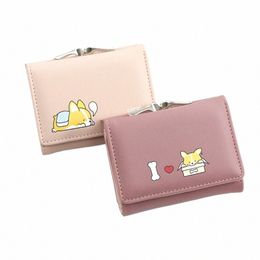 carto Shiba Inu Wallet Women Short Cute Small Wallets Student Triple Fold Card Holder Coin Purse Ladies Wallets O6Ib#