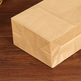 50Pcs 18*9*5cm Brown Kraft Paper Bread bags Cookie Snack Baking Packag Gift Bags Packing Biscuits Food Takeout Eco-friendly Bag