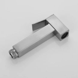 Brushed Nickel Square Bidet Bathroom Hand Shower Bidet Toilet Sprayer Hygienic Shower Bidet Tap Wall Mount Bidet Faucet