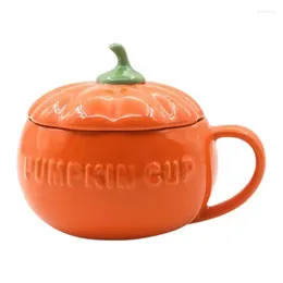 Mugs Pumpkin Mug Halloween Shaped Ceramic Cup With Spoon Coffee Cereal Lid Gifts Accessories