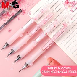 M&G Cherry Blossoms Automatic Pencil 0.5mm/0.7mm Kawaii Plastic Mechanical Pencils For Kids Gifts Student Supplies Stationery