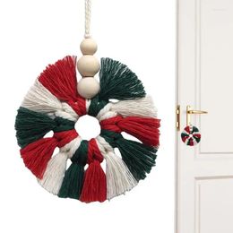 Decorative Flowers Macrame Christmas Wreath Multicolor Craft Decorations Knitted Tree Ornament For Apartment School Office